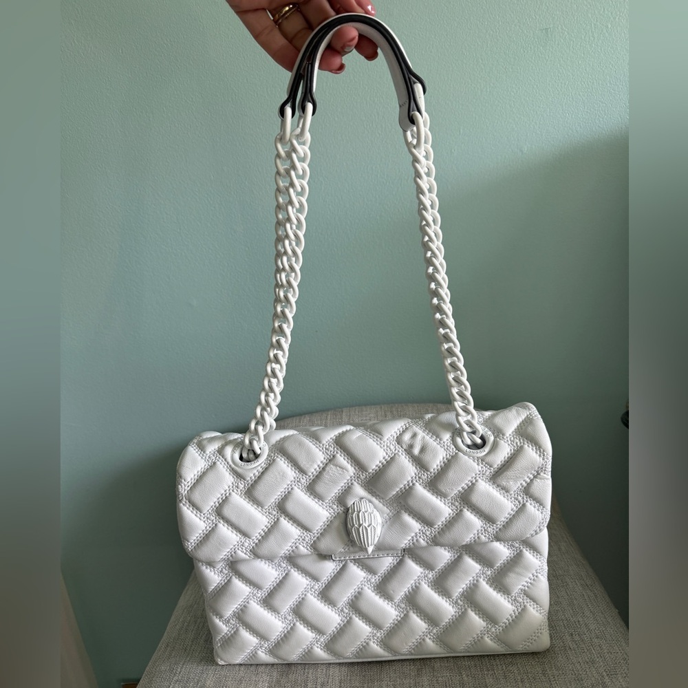 Kurt Geiger Kensington White Quilted Chain Shoulder Bag